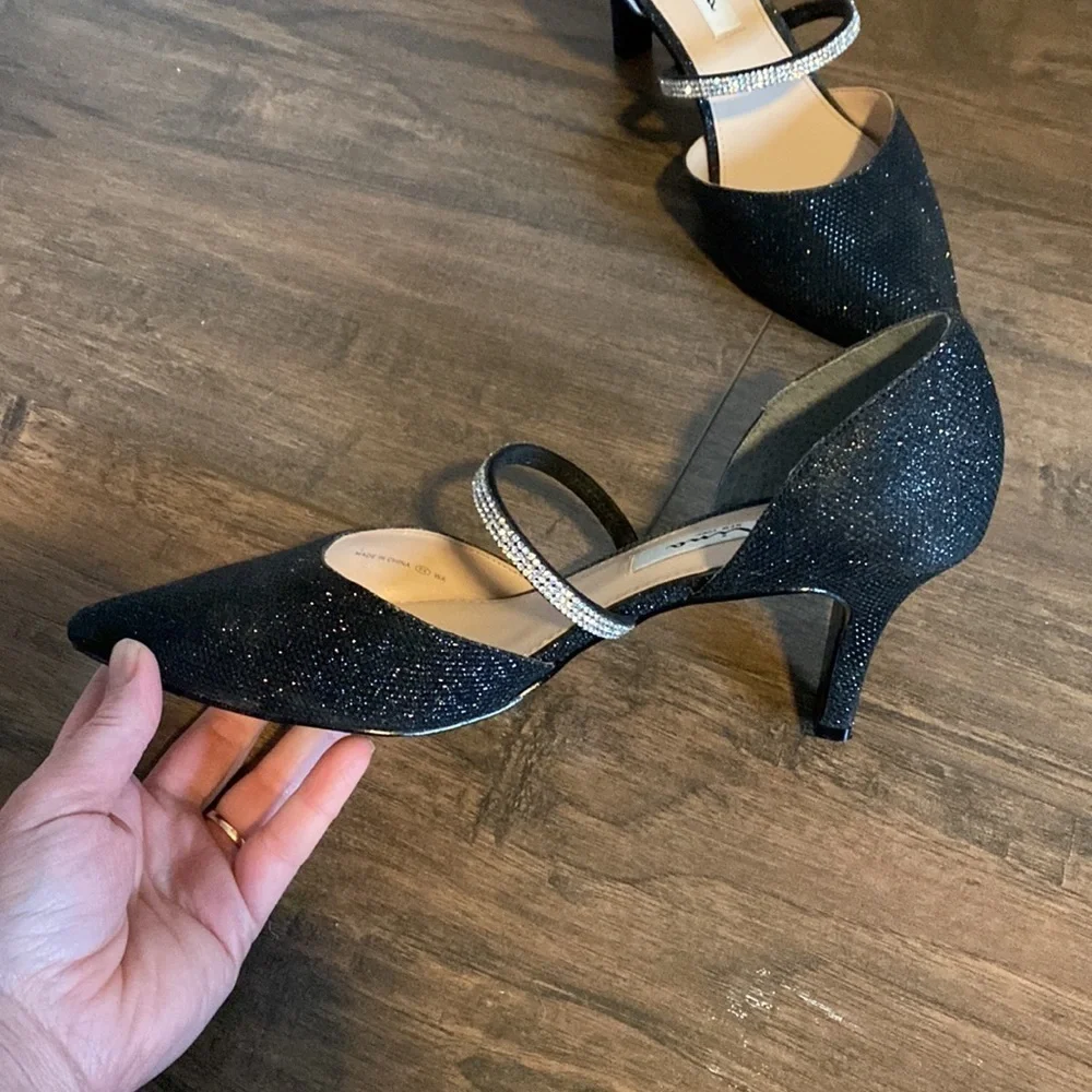 Nina Black Sparkly Heels EUC